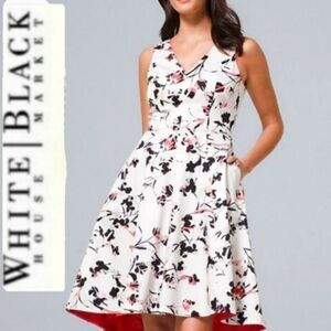 White House Black Market Floral V-Neck Midi Dress